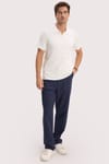 Erkek Slim Fit Dar Kesim Pamuklu Kısa Kollu Çizgili Ekru Polo V Yaka Tişört
