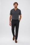 Erkek Slim Fit Dar Kesim Pamuklu Kısa Kollu Çizgili Antrasit Polo V Yaka Tişört