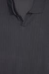 Erkek Slim Fit Dar Kesim Pamuklu Kısa Kollu Çizgili Antrasit Polo V Yaka Tişört