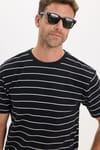 REGULAR FIT SHORT SLV STRIPE JACGUARD CREW NECK RODRI T-SHIRT
