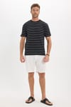 REGULAR FIT SHORT SLV STRIPE JACGUARD CREW NECK RODRI T-SHIRT