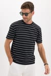 REGULAR FIT SHORT SLV STRIPE JACGUARD CREW NECK RODRI T-SHIRT