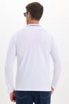 Erkek Slim Fit Dar Kesim %100 Pamuk Uzun Kollu Beyaz Polo Yaka Tişört