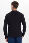 Erkek Slim Fit Dar Kesim %100 Pamuk Uzun Kollu Siyah Polo Yaka Tişört