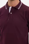 Erkek Slim Fit Dar Kesim %100 Pamuk Uzun Kollu Bordo Polo Yaka Tişört