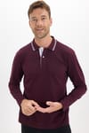 Erkek Slim Fit Dar Kesim %100 Pamuk Uzun Kollu Bordo Polo Yaka Tişört