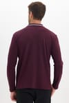 Erkek Slim Fit Dar Kesim %100 Pamuk Uzun Kollu Bordo Polo Yaka Tişört