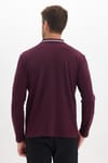 Erkek Slim Fit Dar Kesim %100 Pamuk Uzun Kollu Bordo Polo Yaka Tişört
