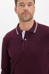 Erkek Slim Fit Dar Kesim %100 Pamuk Uzun Kollu Bordo Polo Yaka Tişört