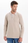 Erkek Slim Fit Dar Kesim %100 Pamuk Uzun Kollu Taş Polo Yaka Tişört