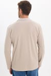 Erkek Slim Fit Dar Kesim %100 Pamuk Uzun Kollu Taş Polo Yaka Tişört