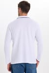 Erkek Slim Fit Dar Kesim %100 Pamuk Uzun Kollu Fermuarlı Beyaz Polo Yaka Tişört