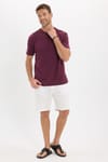Erkek Loose Fit Rahat Kesim %100 Pamuk Yumuşak Dokulu Kısa Kollu Bordo Bisiklet Yaka Tişört