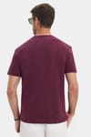 Erkek Loose Fit Rahat Kesim %100 Pamuk Yumuşak Dokulu Kısa Kollu Bordo Bisiklet Yaka Tişört