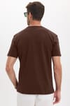 Erkek Loose Fit Rahat Kesim %100 Pamuk Kısa Kollu Kahverengi Bisiklet Yaka Tişört