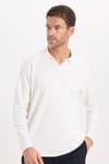 Erkek Slim Fit Dar Kesim Pamuklu Ekstra Soft Modal Kumaş Çizgili Beyaz Polo Yaka Sweatshirt