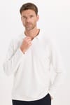 Erkek Slim Fit Dar Kesim Pamuklu Ekstra Soft Modal Kumaş Çizgili Beyaz Polo Yaka Sweatshirt