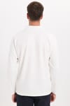 Erkek Slim Fit Dar Kesim Pamuklu Ekstra Soft Modal Kumaş Çizgili Beyaz Polo Yaka Sweatshirt