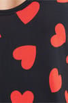 Kadın Standart Fit Normal Kesim İnce Askılı Geniş Yaka Baskılı Siyah Pijama