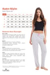 Kadın Regular Fit Klasik Kesim Viskon Beli Lastikli Fiyonk Detaylı Baskılı Gri Pijama Altı