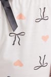 Kadın Regular Fit Klasik Kesim Viskon Beli Lastikli Fiyonk Detaylı Baskılı Beyaz Pijama Altı