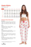 Kadın Regular Fit Klasik Kesim Viskon Beli Lastikli Fiyonk Detaylı Baskılı Beyaz Pijama Altı