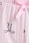 Kadın Regular Fit Klasik Kesim Viskon Beli Lastikli Fiyonk Detaylı Baskılı Pembe Pijama Altı