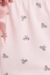 Kadın Regular Fit Klasik Kesim Viskon Beli Lastikli Fiyonk Detaylı Baskılı Pembe Pijama Altı