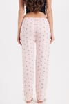 Kadın Regular Fit Klasik Kesim Viskon Beli Lastikli Fiyonk Detaylı Baskılı Pembe Pijama Altı