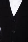 Slim Fit Kare Desenli Siyah Erkek Yelek