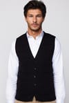 Slim Fit Kare Desenli Siyah Erkek Yelek