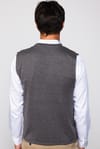Slim Fit Kare Desenli Gri Erkek Yelek