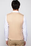 Slim Fit Kare Desenli Taş Rengi Erkek Yelek