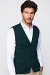 Slim Fit Kare Desenli Yeşil Erkek Yelek