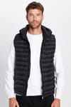 Erkek Slim Fit Dar Kesim Astarlı Rüzgar Geçirmez Cepli Siyah Çıkarılabilir Kapüşonlu Şişme Yelek