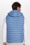 Erkek Slim Fit Dar Kesim Astarlı Rüzgar Geçirmez Cepli Mavi Çıkarılabilir Kapüşonlu Şişme Yelek