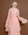 Aksesuarlı Yarım Düğmeli Pembe Elbise