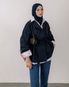 Bağcıklı Dik Yaka Lacivert Ceket