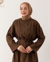 Basic Kahve Keten Elbise