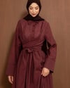 Belden Bağcıklı Bordo Elbise