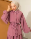 Belden Bağcıklı Pembe Etekli Takım