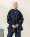 Beli Bağcıklı Tunik Pantolon Lacivert Takım