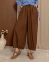 Beli Lastikli Geniş Kesim Kahve Pantolon