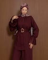 Bileği Pile Detaylı Bordo Takım