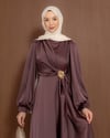 Bordo Saten Elbise