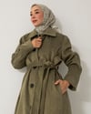 Boydan Düğmeli Mint Yeşili Kaşe Kaban