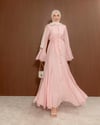 Boydan Düğmeli Pembe Elbise