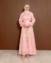 Boydan Düğmeli Pembe Elbise