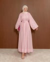 Boydan Düğmeli Pembe Elbise