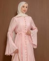 Boydan Düğmeli Pembe Elbise